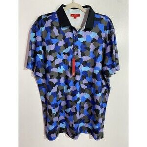 Redvanly Polo Shirt Men L Golf Performance All Over Print Abstract Preppy Dawson